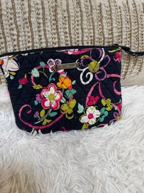 Vera Bradley Navy Quilted Floral Cosmetic Pouch